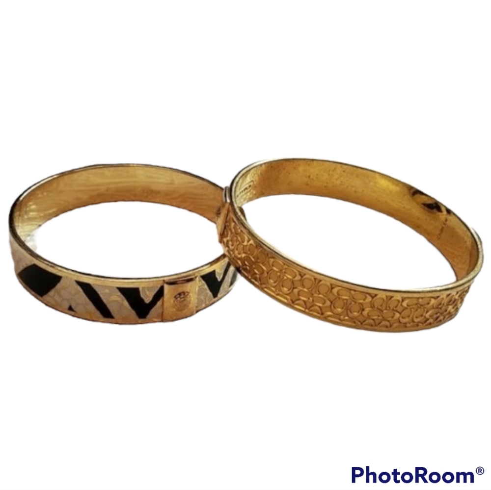 COACH Vintage Bangle Bracelet Gold Zebra